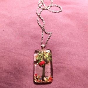 Hand made glass fused pendant on a silver tone chain 🧱🔥